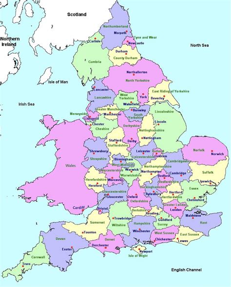 Map of Counties in England